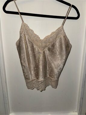 Vintage Christian Dior Silky Lace Trim Camisole in Champagne